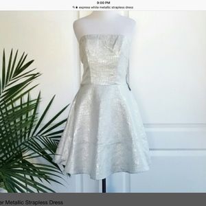 Metallic strapless dress from Express